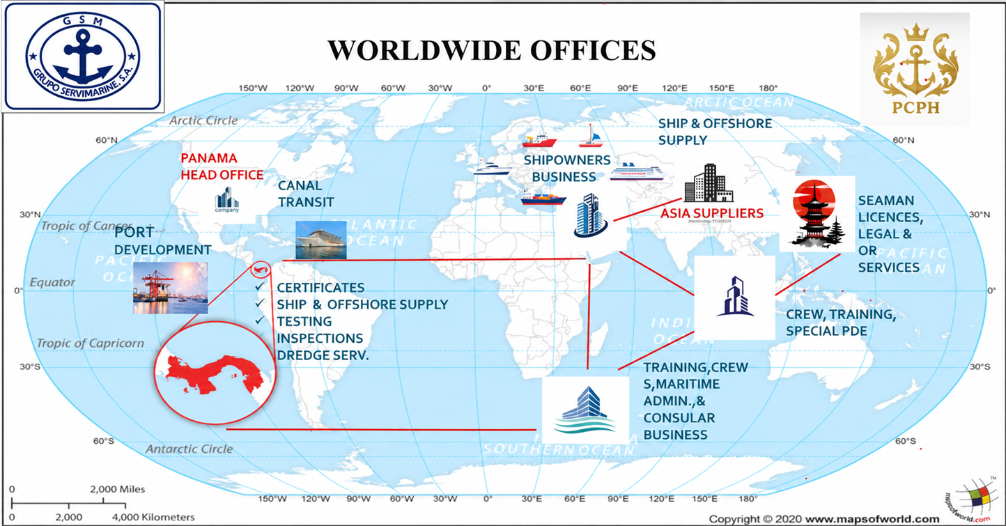 Worldwide office network map